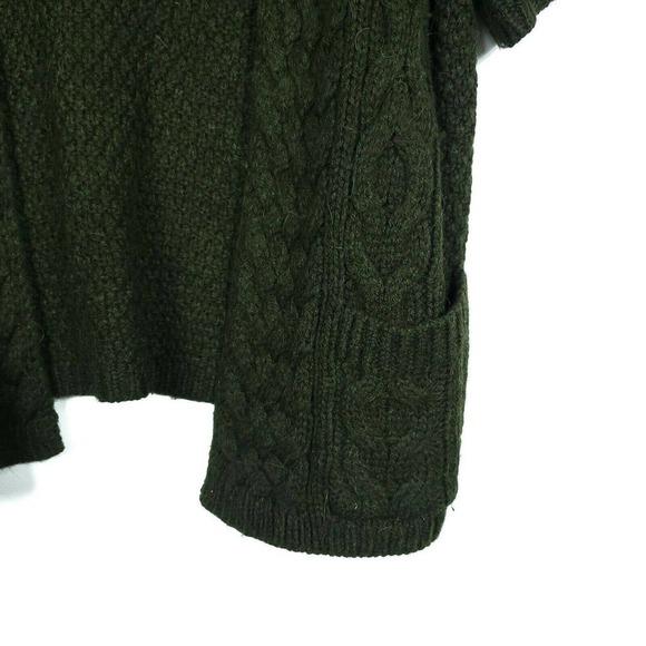 Tommy Hilfiger Cardigan Medium Chunky Green Alpaca Wool Short Sleeves Sweater - Picture 5 of 8